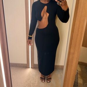 Elegant Black Cut-Out Dress